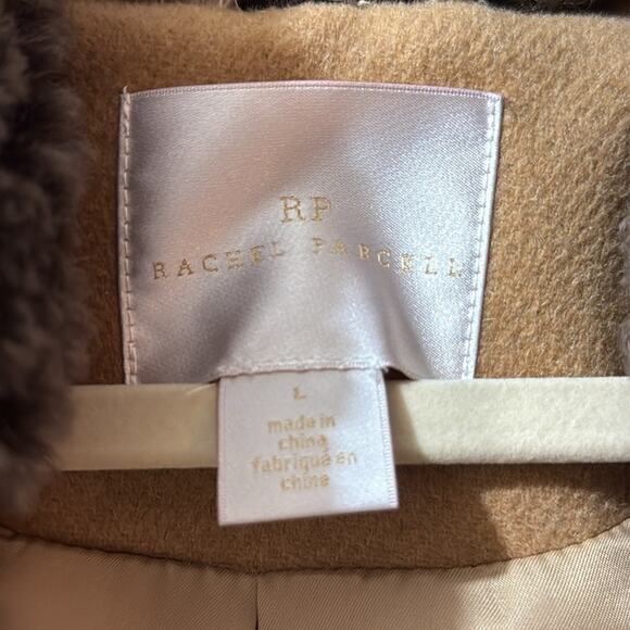 Rachel Parcell Double Breasted Jacket Faux Sherpa Fur Collar Plaid - Picture 8 of 10